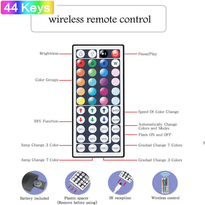 LED Strip Lights Lamp 5050 RGB Flexible Tape Diode 5M Controller Room Decor TV Computer BackLight Decoration