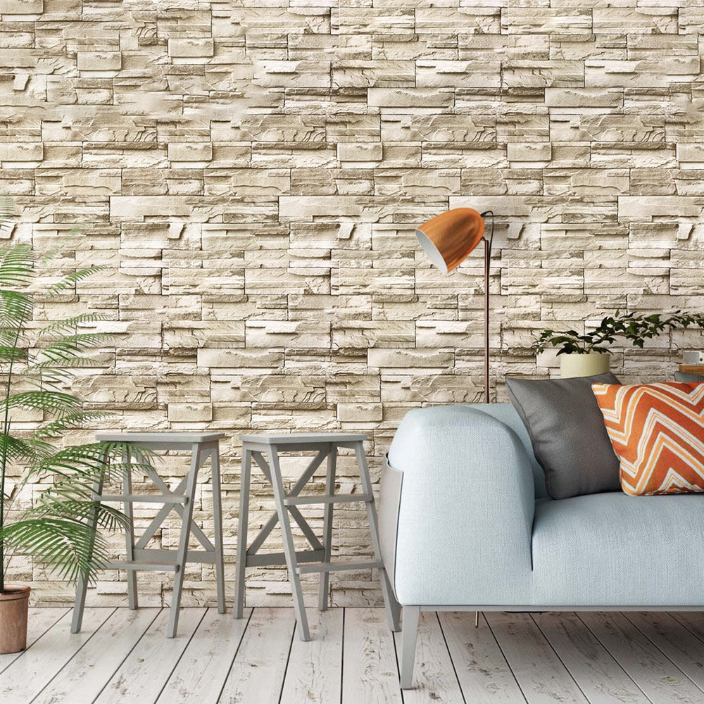 Explosive Brick Pattern Rock Sticker Waterproof PVC Wallpaper Bar Restaurant Background Wall Paper Wallpaper