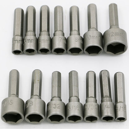 14pcs Power Nut Driver Set Dual Sae Metric Bit Mm And Standard   Shank Quick Change Power Nut Driver Bit Set Nutdrivers