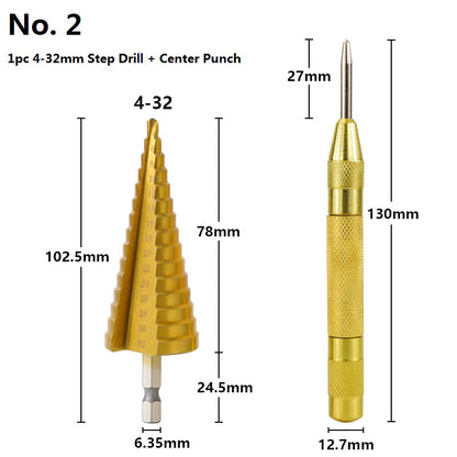 Cone drill bit punch set