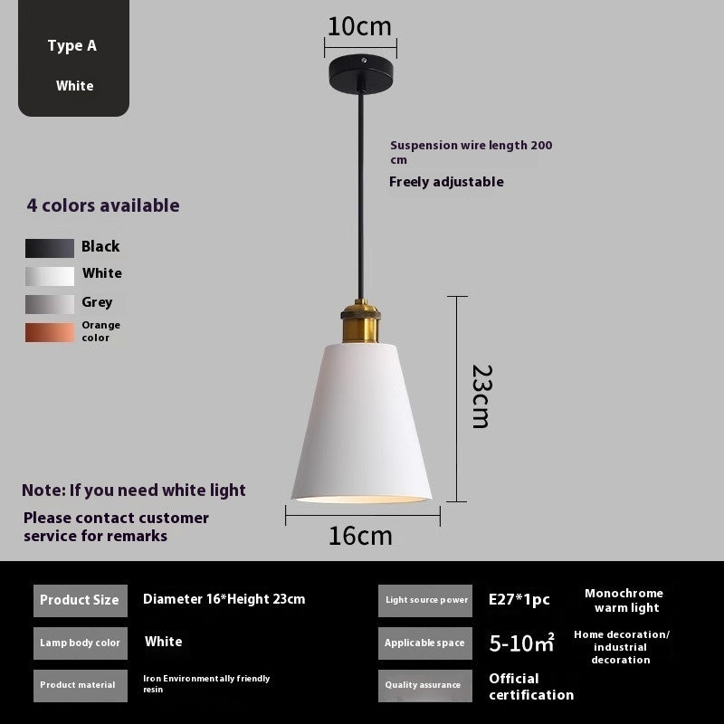 Simple Chandelier Dining Table Bar Lamp Bedroom Bedside Iron Droplight