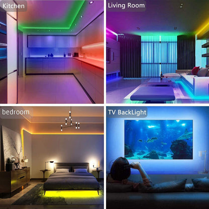 LED Strip Lights Lamp 5050 RGB Flexible Tape Diode 5M Controller Room Decor TV Computer BackLight Decoration