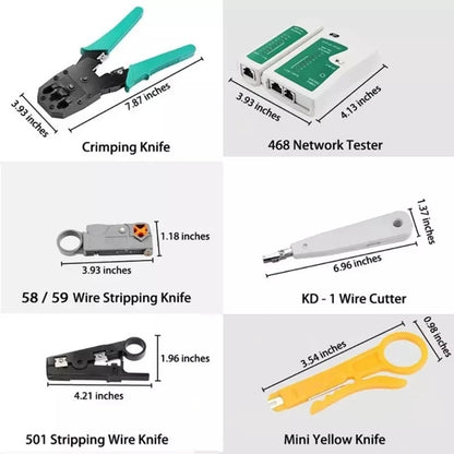 Networking Ethernet LAN RJ45 Cat5e Cat6 Cable Tester Crimper Crimping Tool Set