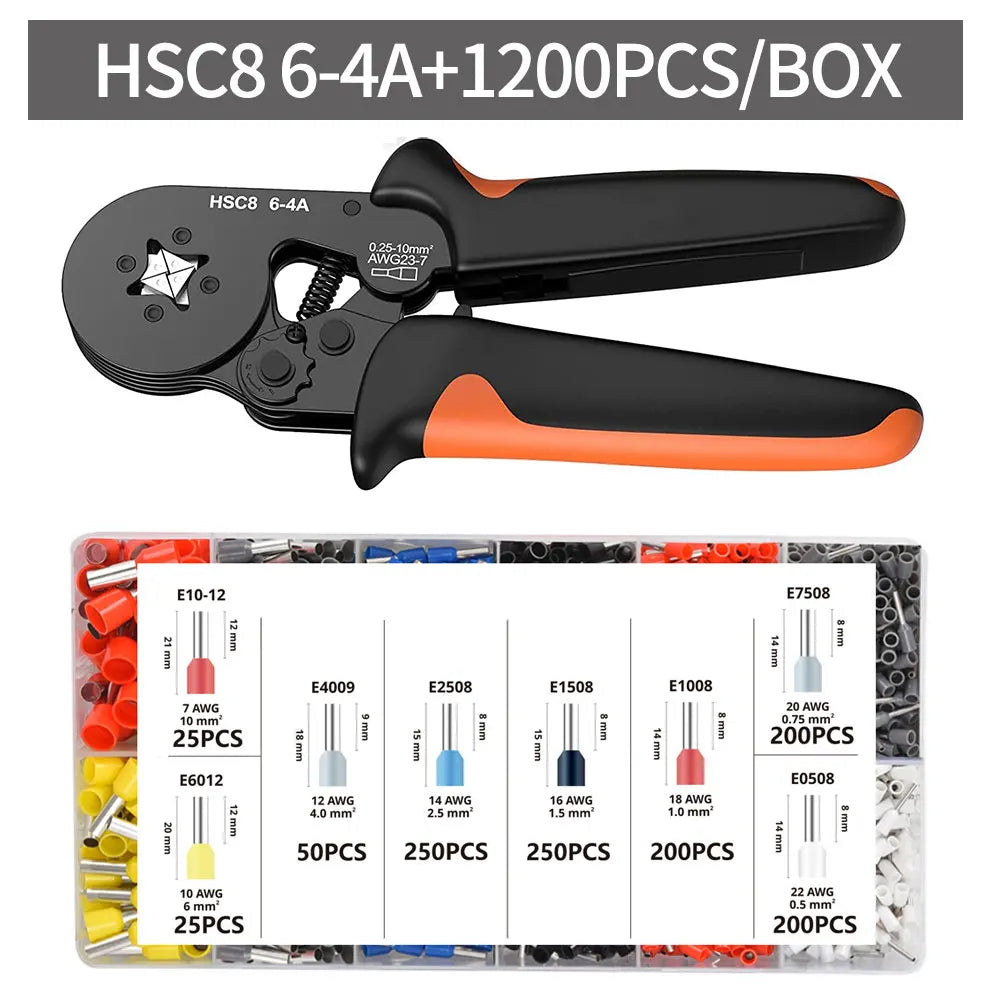 Tube Terminal Crimping Tools Ferrule Crimping Pliers HSC8 6-4 0.25-10mm² 23-7AWG 6-6 0.25-6mm² Electrician Clamp Sets Wire Tips