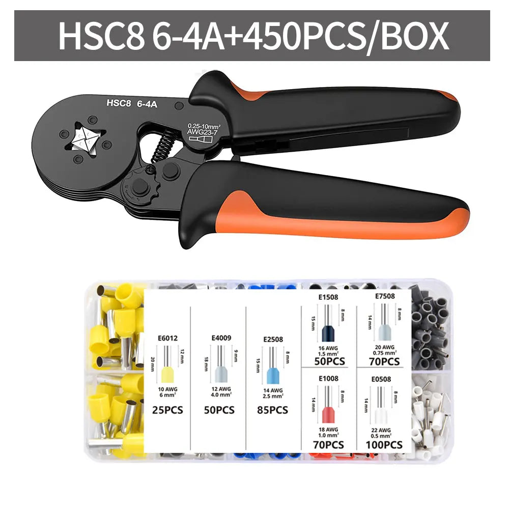 Tube Terminal Crimping Tools Ferrule Crimping Pliers HSC8 6-4 0.25-10mm² 23-7AWG 6-6 0.25-6mm² Electrician Clamp Sets Wire Tips