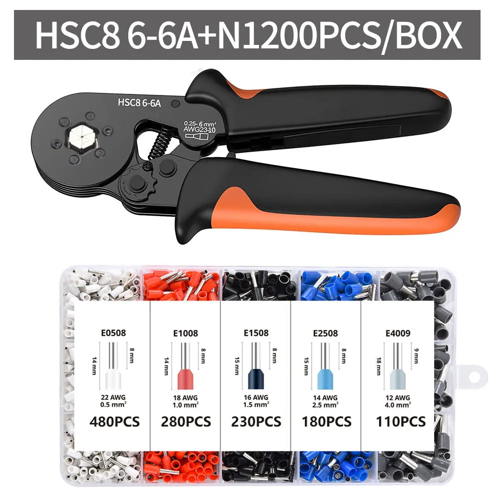 Tube Terminal Crimping Tools Ferrule Crimping Pliers HSC8 6-4 0.25-10mm² 23-7AWG 6-6 0.25-6mm² Electrician Clamp Sets Wire Tips