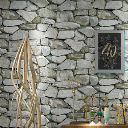 Retro 3D Simulation Brick Pattern Solid Stone Wallpaper