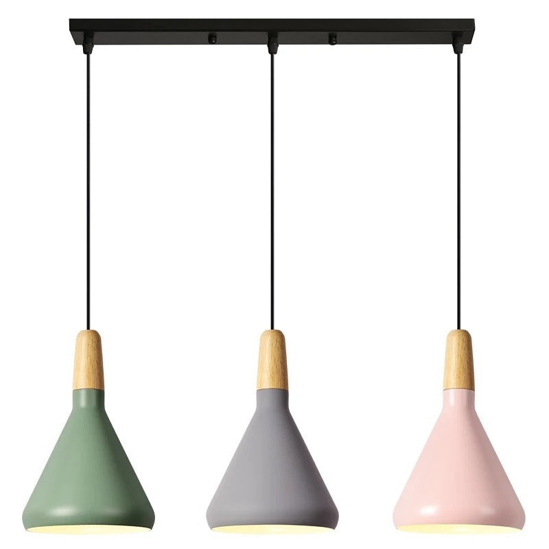 Nordic Denmark Modern Simple Warm Solid Wood Macaron Aluminum Chandelier