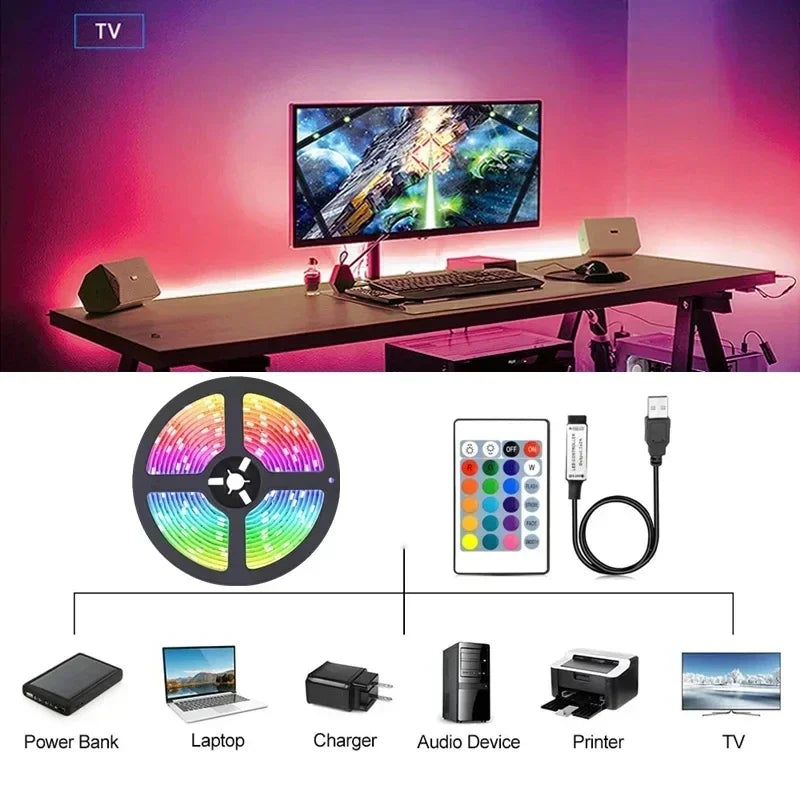 RGB Led Strip Lights 5050 USB Led Light WiFi APP Control Luces Led Flexible Lamp Tape for TV Backlight Room Decor Lighting Diode