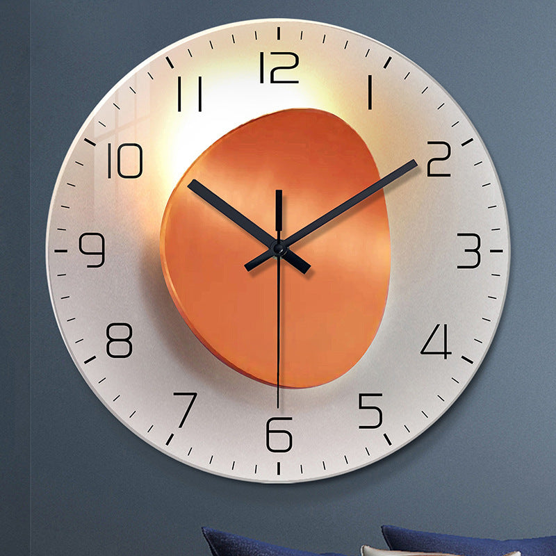 Tempered Glass Wall Clock Mute Living Room Clock Wall-mounted Decorative Clock