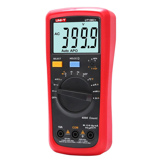 UNI-T UT136C+ Digital Multimeter 1000V 10A Auto Power Off AC DC Voltage Current Ohm Diode Meter Temperature Test