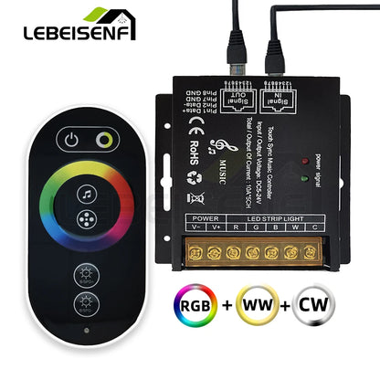 Music Sync Controller and RF Full Touch Remote Control Dimmer for DC5V 24V 12V RGBCCT RGBWC RGB CCT Color 1~5 Ch LED Strip Light