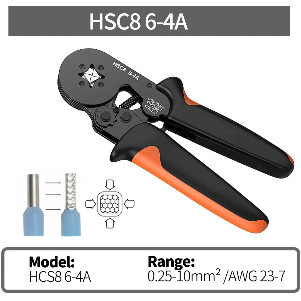 Tube Terminal Crimping Tools Ferrule Crimping Pliers HSC8 6-4 0.25-10mm² 23-7AWG 6-6 0.25-6mm² Electrician Clamp Sets Wire Tips