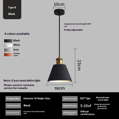 Simple Chandelier Dining Table Bar Lamp Bedroom Bedside Iron Droplight